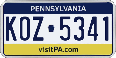 PA license plate KOZ5341