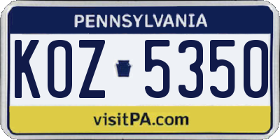 PA license plate KOZ5350