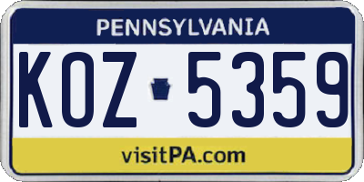 PA license plate KOZ5359