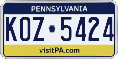 PA license plate KOZ5424