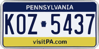PA license plate KOZ5437