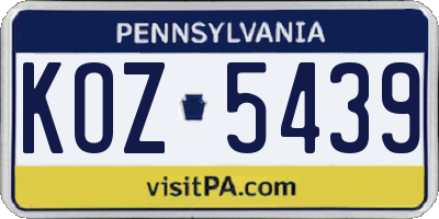 PA license plate KOZ5439