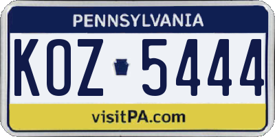 PA license plate KOZ5444