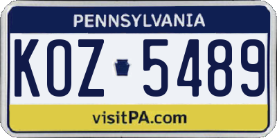 PA license plate KOZ5489