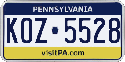 PA license plate KOZ5528