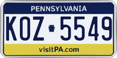 PA license plate KOZ5549