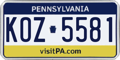 PA license plate KOZ5581