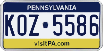 PA license plate KOZ5586