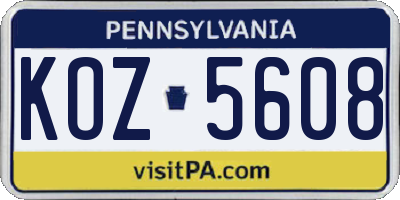 PA license plate KOZ5608