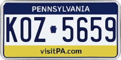 PA license plate KOZ5659