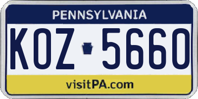 PA license plate KOZ5660