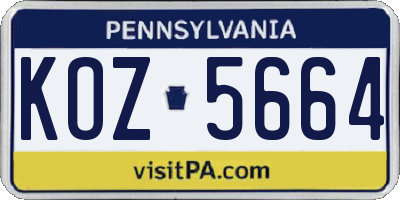PA license plate KOZ5664