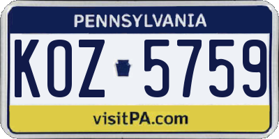 PA license plate KOZ5759