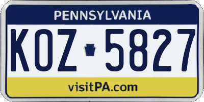 PA license plate KOZ5827
