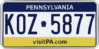 PA license plate KOZ5877