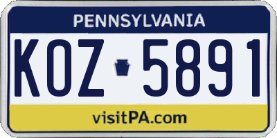 PA license plate KOZ5891