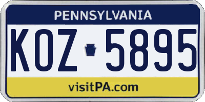 PA license plate KOZ5895