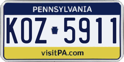 PA license plate KOZ5911