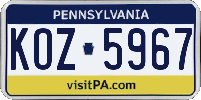 PA license plate KOZ5967
