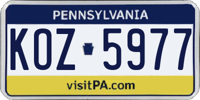 PA license plate KOZ5977