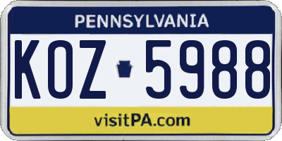 PA license plate KOZ5988