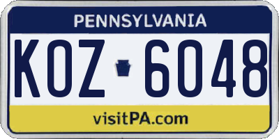 PA license plate KOZ6048