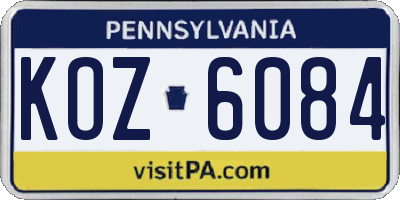 PA license plate KOZ6084