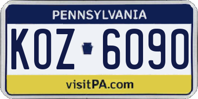 PA license plate KOZ6090