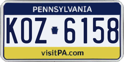 PA license plate KOZ6158