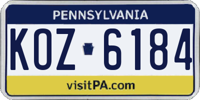 PA license plate KOZ6184