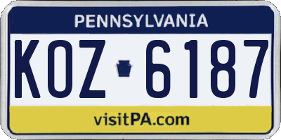 PA license plate KOZ6187