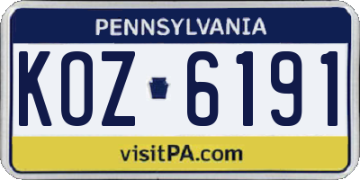 PA license plate KOZ6191