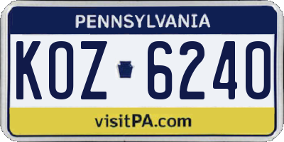 PA license plate KOZ6240