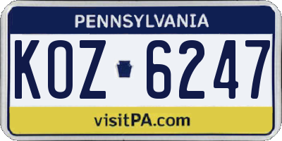 PA license plate KOZ6247