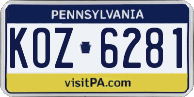 PA license plate KOZ6281