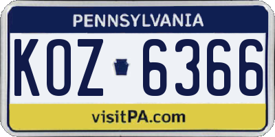 PA license plate KOZ6366