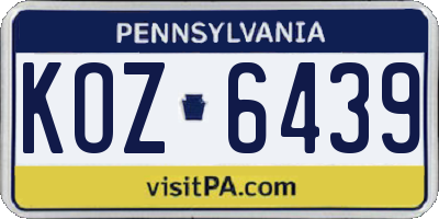 PA license plate KOZ6439