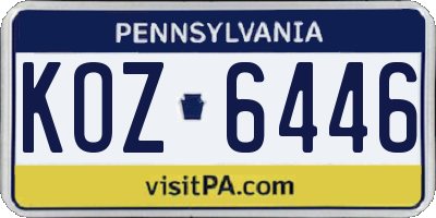 PA license plate KOZ6446