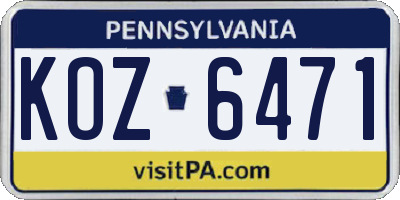 PA license plate KOZ6471