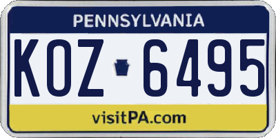 PA license plate KOZ6495