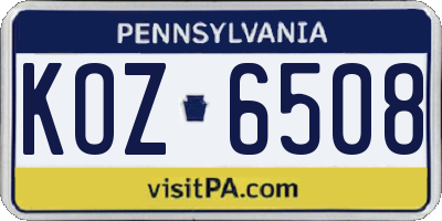 PA license plate KOZ6508