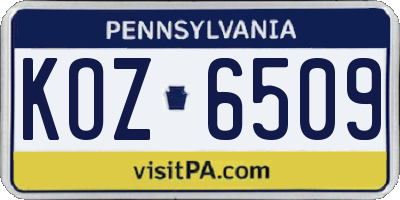 PA license plate KOZ6509