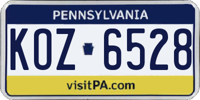 PA license plate KOZ6528