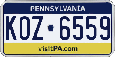 PA license plate KOZ6559