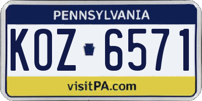 PA license plate KOZ6571