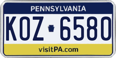 PA license plate KOZ6580