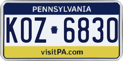 PA license plate KOZ6830
