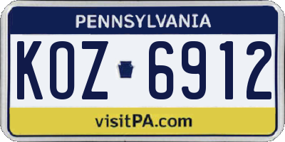 PA license plate KOZ6912