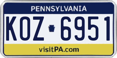 PA license plate KOZ6951