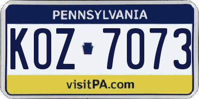 PA license plate KOZ7073